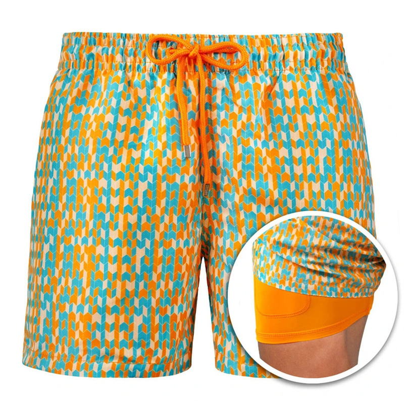 Double Layer Beach Pants The Hydrofoils Supply Elastic Drawstring Waist High Stretchy Fabric Men s Swimming Shorts PR Sale 220616