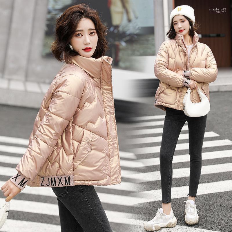 

Women's Down & Parkas Winter Coat Stitched Cuffs Korean Commuter Stand Collar Loose Thickened Jacket Short Cotton Women Stra22, Blue