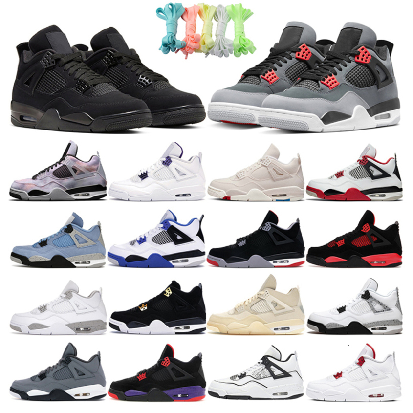 

Top Quality Jardons Basketball Shoes 4s J4 for Men Women Infrared Black Cat Fired Red Thunder White Cement Pure Money Purple Mens Trainer Sport Sneakers, 17