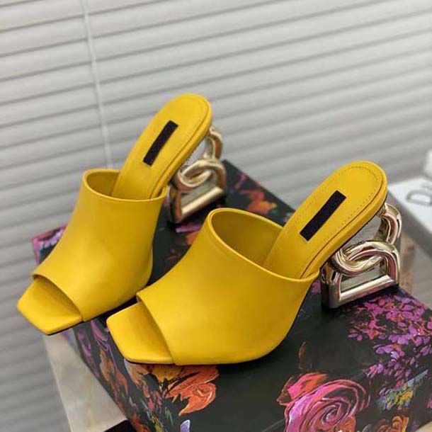 

Classics Women heels shoes Sandals fashion Beach Thick bottom slippers Alphabet lady Leather High heel shoe slides By 06, #37