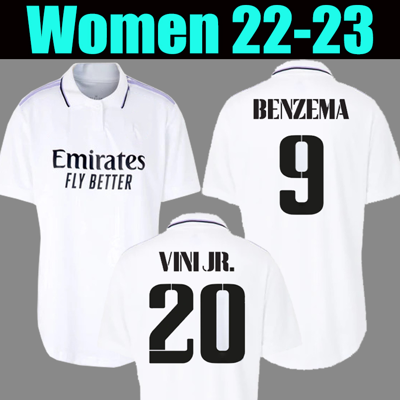 

22 23 Women BENZEMA soccer jerseys VINI JR CAMAVINGA ALABA ASENSIO MODRIC MARCELO REAL MADRIDS Final 2022 2023 women boys youth kit uniforms football shirt, Women 22-23 home