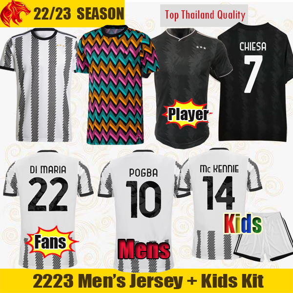 

22 23 Juventus Soccer Jerseys CHIESA DI MARIA 2022 2023 POGBA Juve VLAHOVIC Fans Player Version McKENNIE Football Shirt CUADRADO Mens Jersey Kids kit, Fans 22 23 home