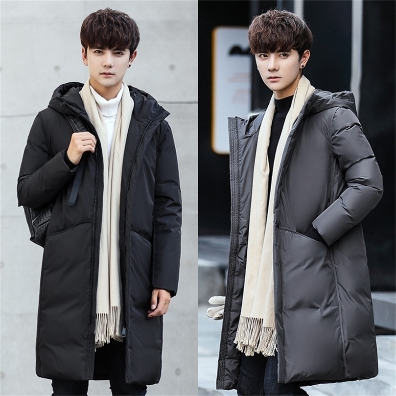 

puffer jacket coats for men black winter jacket clothing Thick Zipper Polyester White duck down Long Casual brand parka 201127, Gray