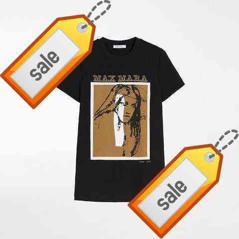 

Max Mara Autumn Winter 70th Portrait Print Cotton Personalized T-shirt 1946101906 1s1s1s1, Black black