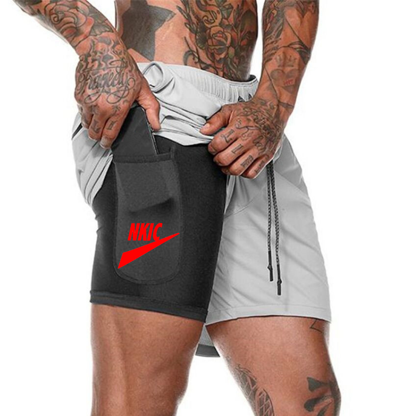 

2022 Summer Gyms Workout Shorts Male Breathable Mesh Quick Dry Sportswear Jogger Beach Brand LOGO Print Men Fitness Bodybuilding Shorts -4XL, White