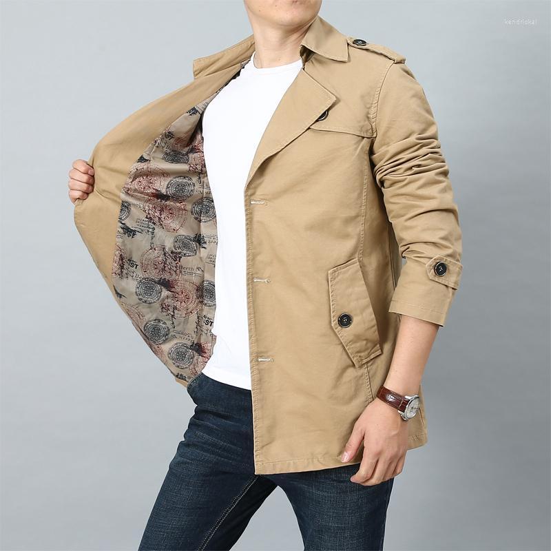 

Men's Trench Coats Autumn Casual Long Coat Slim Fit Khaki Formal Outwear Jackets Male Classic Travel Business Windbreakers 8XL Kend22, Blue