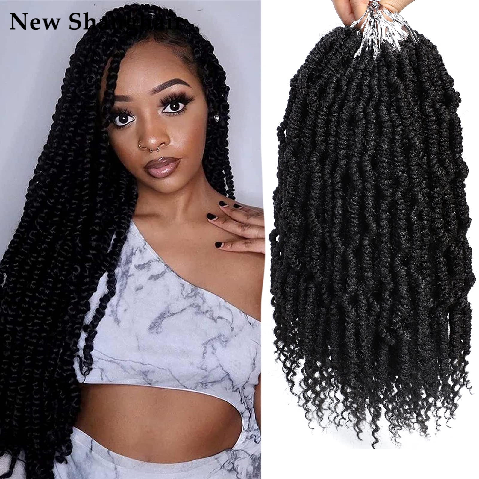 

14 Inch Bomb Twist Crochet Hair Spring Twist Braiding Hair Pretwisted Passion Twists Crochet Braids Passion Twists Twisted Hair with Curly End BS02, #t27