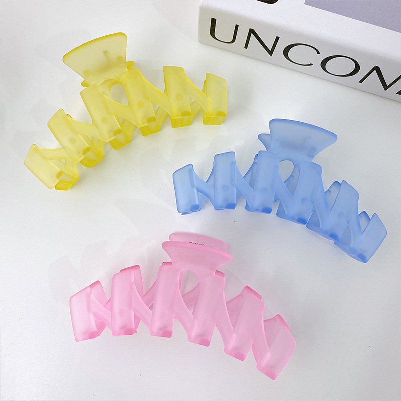 

Length 10 CM Jelly Color Wave Shaped Ponytail Hair Clamps Women Colorful Plastic Scrunchies Hairpins Female Large Bath Headdress Hair Claw Clips Accessories