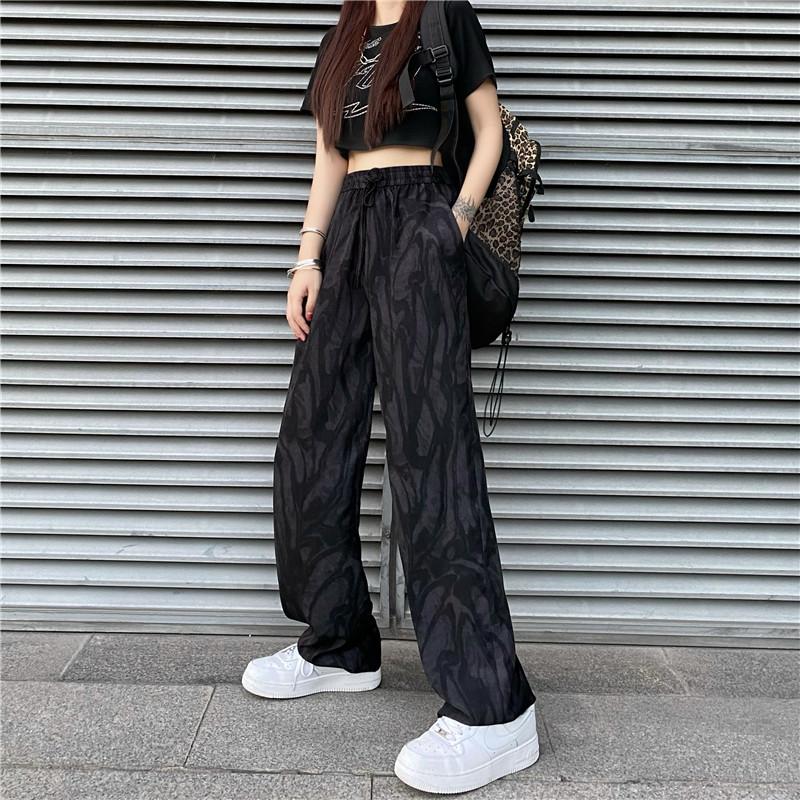 

Women's Pants & Capris YBYR High-waisted Fashion Streetwear Wide Leg Women Cool Black Casual Harajuku Punk Loose Chiffon Trousers 2022