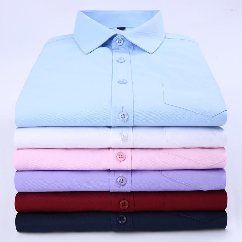

Men's Dress Shirts Fashion Summer Men Shirt Short Sleeved Solid Twill Formal Business White Camisa Masculina Social 4XL 5XL 6XL 7XL 8XLMen's, Gc-plain-pink