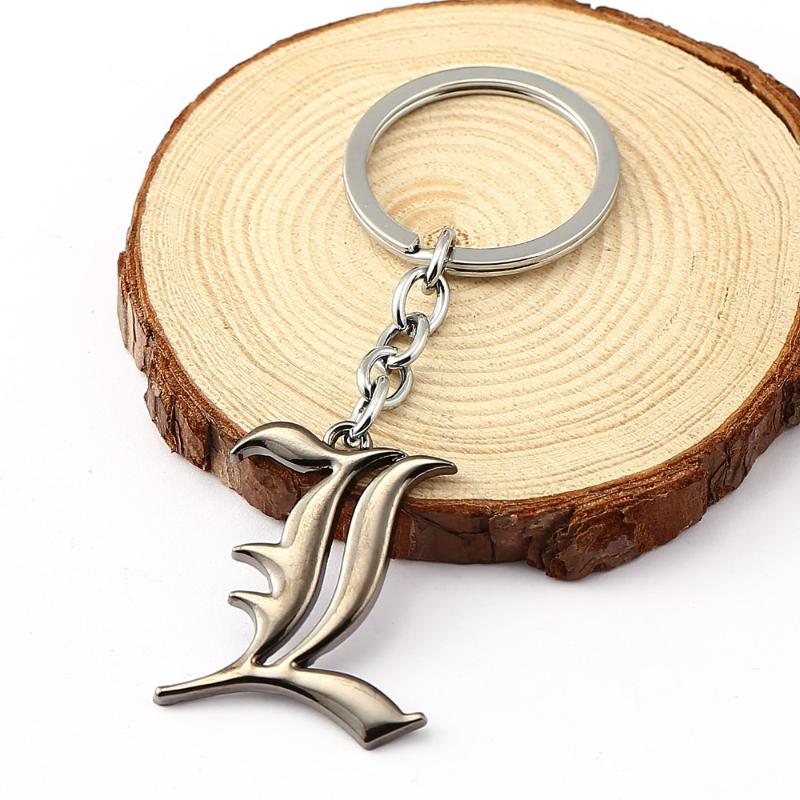 

Keychains Anime Death Note Letter L Logo Keychain Animation Metal Alloy Silver Key Chains For Men Women Rings Gifts
