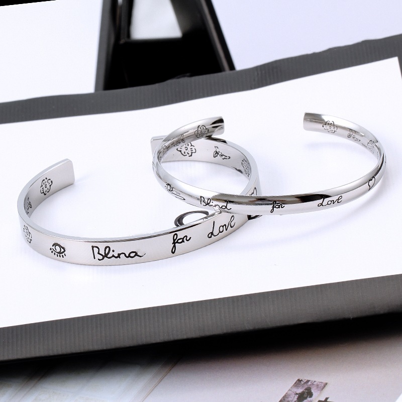 

couple Bangle women stainless steel open C bracelet fashion jewelry Valentine Day gift for girlfriend accessories wholesale