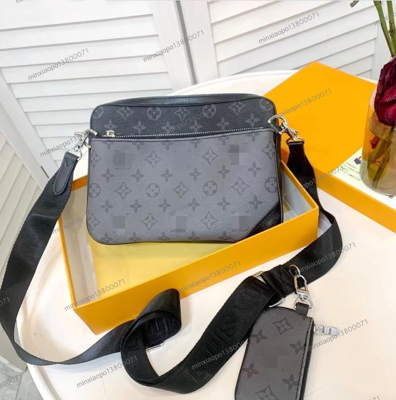 

Men's 3pcs Messenger Bag Multi Shoulder Crossbody Bags Leather Clutch Totes Women Designer Handbags Coin Purse LVs louiseitys viutonitys YSLitys GGitys, #5