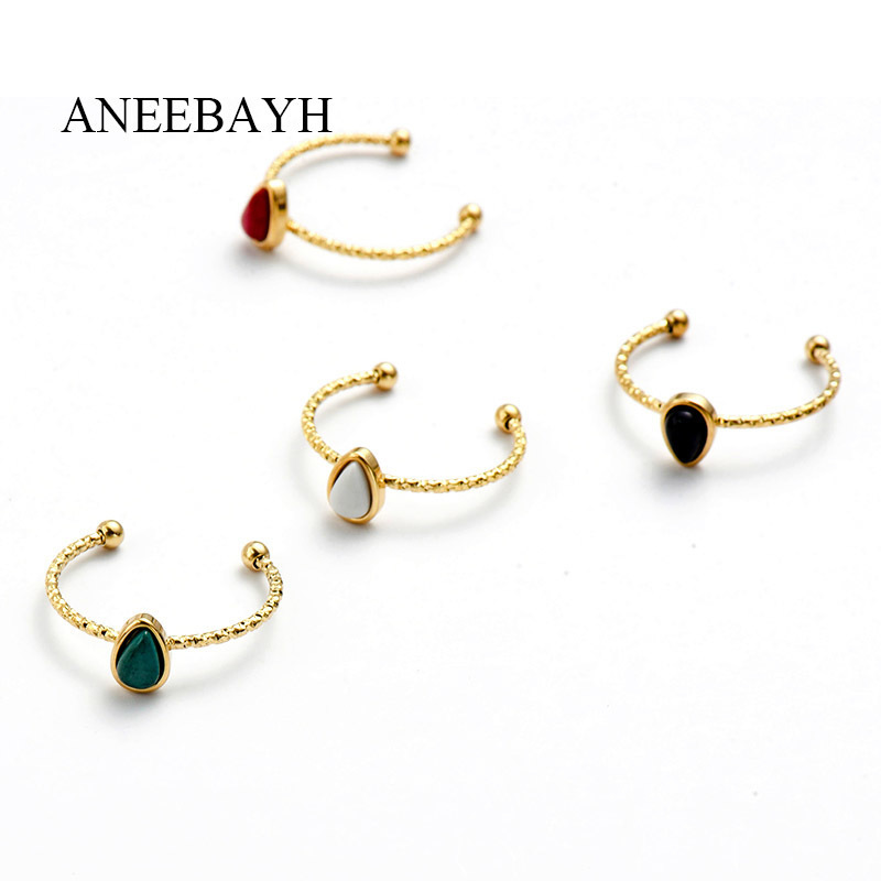 

Vintage Stone Rings Acier Inoxydable Anillos Adjustable Stainless Steel Twist Thin Circle Open Gold Boho Jewelry Wholesale 220716