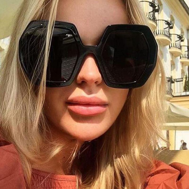 

Sunglasses Fashion Polygon Women Retro Brand Oversized Sun Glasses Female Black Leopard Shades Men Casual Wild Goggle UV400Sunglasses