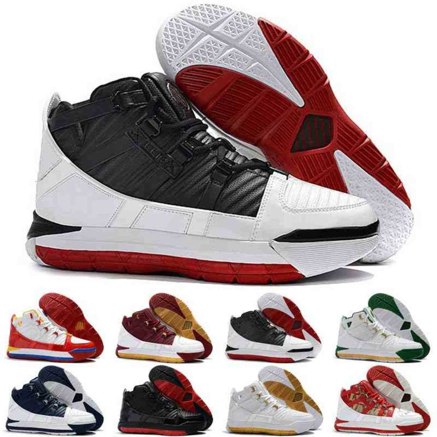 

Arrival #23 Zoom III 3 Home SuperBron Mens Shoes High Qaulity White Blue Red Black Lebron 3s Sports Sneakers, As photo 7