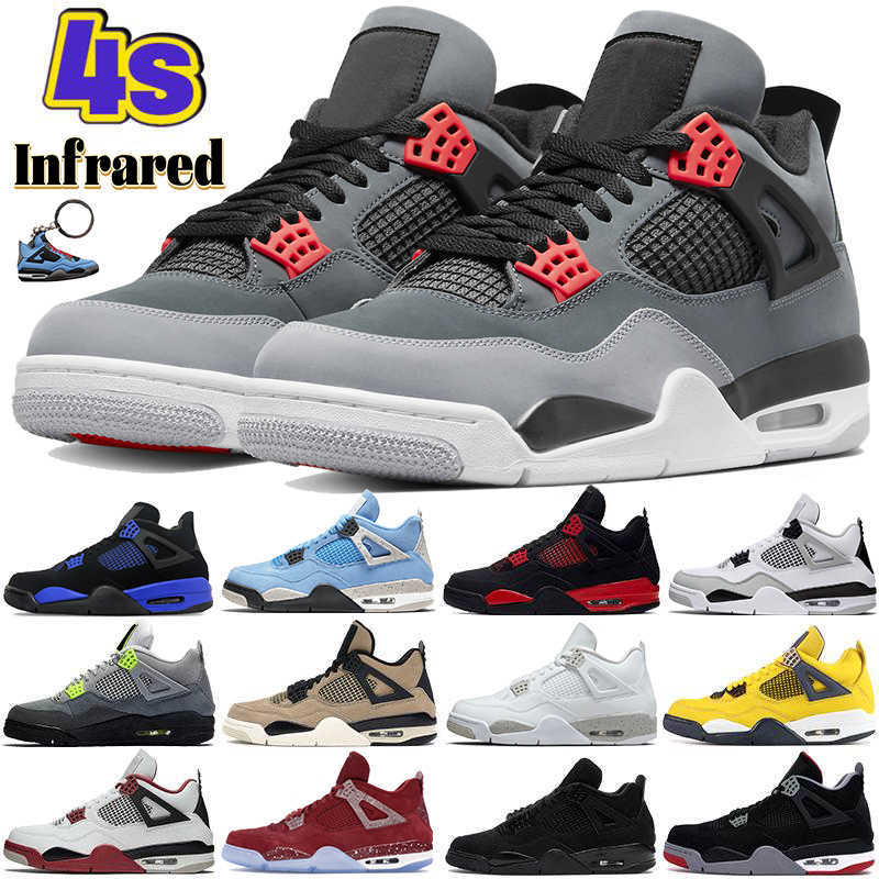 

Infrared mens Basketball shoes 4 4s university blue red thunder Military Black Game Royal cat white oreo Canvas bred shimmer cool grey men, 35 40-47 black canvas