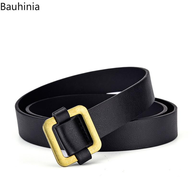 

Belts Bauhinia 100CM Fashion Alloy Square Buckle Female Student PU Smooth Belt Non-porous Simple Casual Jeans, White