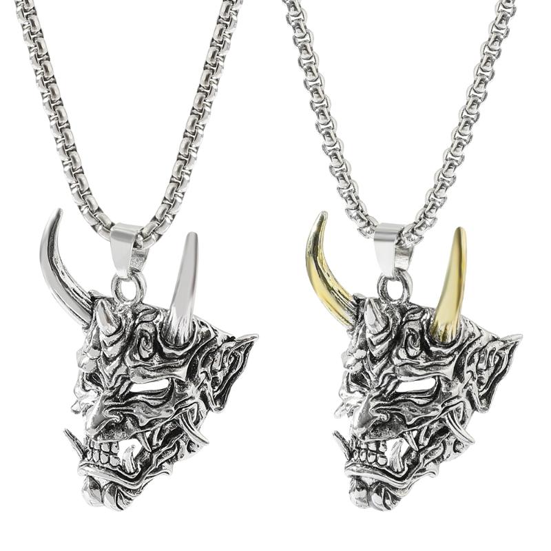 

Pendant Necklaces Vintage Punk Ghost Gothic Evil Devil Skull Mask Necklace Cool Men's HIPHOP Rock Party JewelryPendant