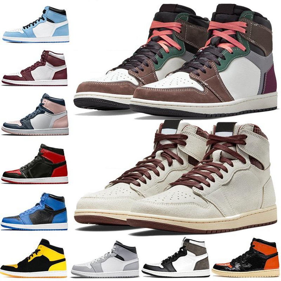

High University Blue 1s 1 basketball shoes dark mocha electro orange pollen Military Shadow Mid Light Smoke Grey black white sneakers men women trainers SZ36-46, 12