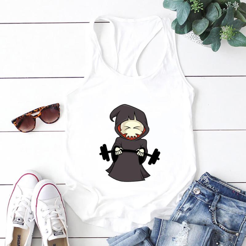 

Women' Tanks & Camis Cute Exercise Skull 100%Cotton Women Fitness Tank Tops Funny Workout Top Running Vest Gift For HerWomen, Burgundy-white text