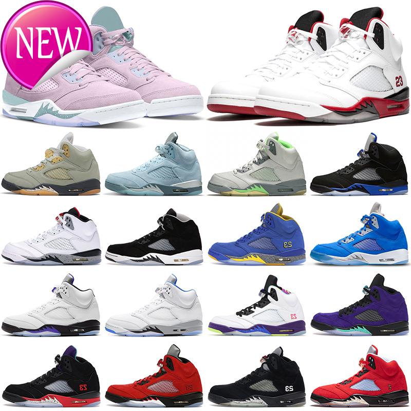 

Jumpman 5s Basketball Shoes 5 Racer Blue Bluebird Oreo Raging Bull What The Fire Red Concord Green Bean Jade Horizon Mens Womens Outdoor i, 5s racer blue