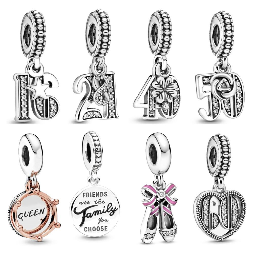 925 Silver Fit Stitch perle reine 21 40 50 60 Perles de charme de bracelet pendentif