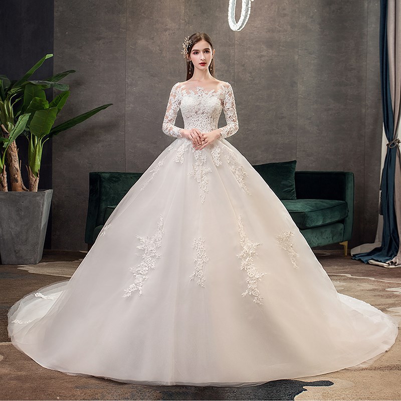 Avancée Custom Made Princesse Designs Robe De Bal Robes De Mariée À Manches Longues Perlée Robes De Mariée Robes De Novia Mariage Robe