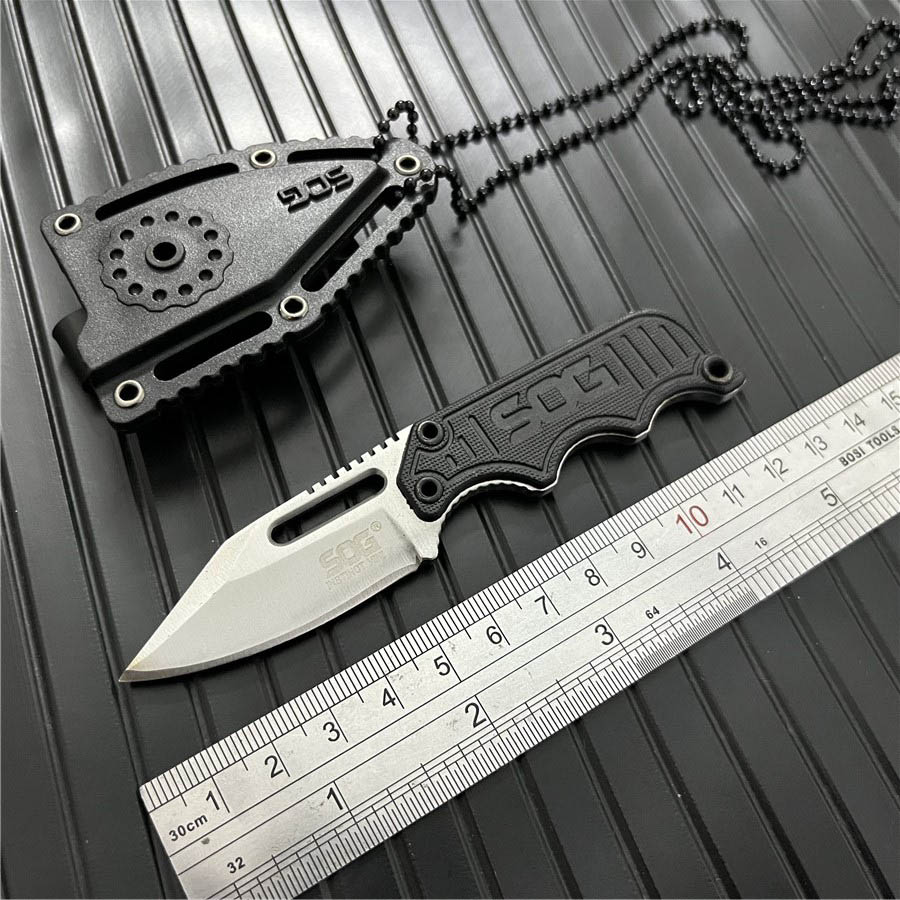 

1Pcs Sog Necklace Survival Knife 58-60HRC 5CR15MOV Steel Satin Blade Outdoor Hunting Tactical Knives Camping Outdoor EDC Tools