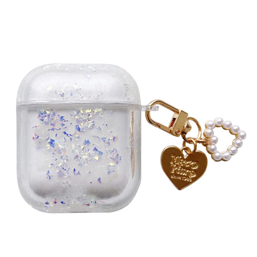 

Quicksand Case For AirPods Pro Clear Earphone Case with Pearl KeyChain Cute Liquid Protective Cover for AirPod 2 3 King Ring Air P2193