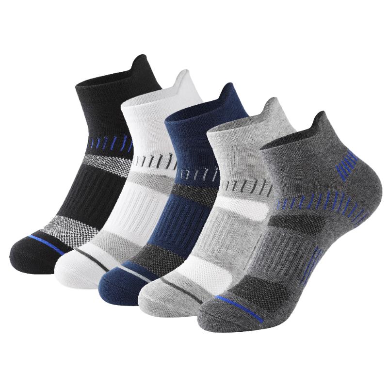 

Men's Socks 5 Pairs Cotton Soft Men Thin Knit Mesh Summer Fitness Breathable Outdoor Sport Cycling Women Quick Dry Short, Black