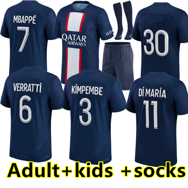 

Adult kids socks 22 23 PLAYER 30 10 MBAPPE 7 soccer jerseys HAKIMI SERGIO RAMOS WIJNALDUM psGS Maillots football shirt 2022 2023 men kids kit sets uniform enfants, 22/23 home