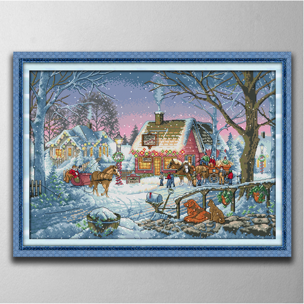 

Warm Township 2 home decor paintings ,Handmade Cross Stitch Craft Tools Embroidery Needlework sets counted print on canvas DMC 14CT /11CT