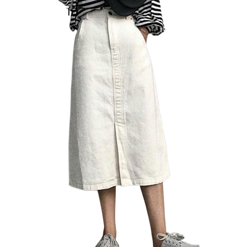 skirts Nomikuma Korean Fashion A Line Solid Color Split High Waist Elegant OL Denim Skirt Women Summer Faldas Mujer 3a412 N9Hv#-image-790079954