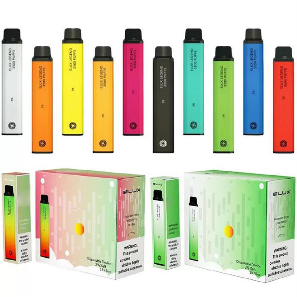 

Elux Legend Disposable E Cigarette Cigs 1500mAh 3500 Puffs Vape Pen Stick 20mg 23 Options Vapor Bar Device278Z