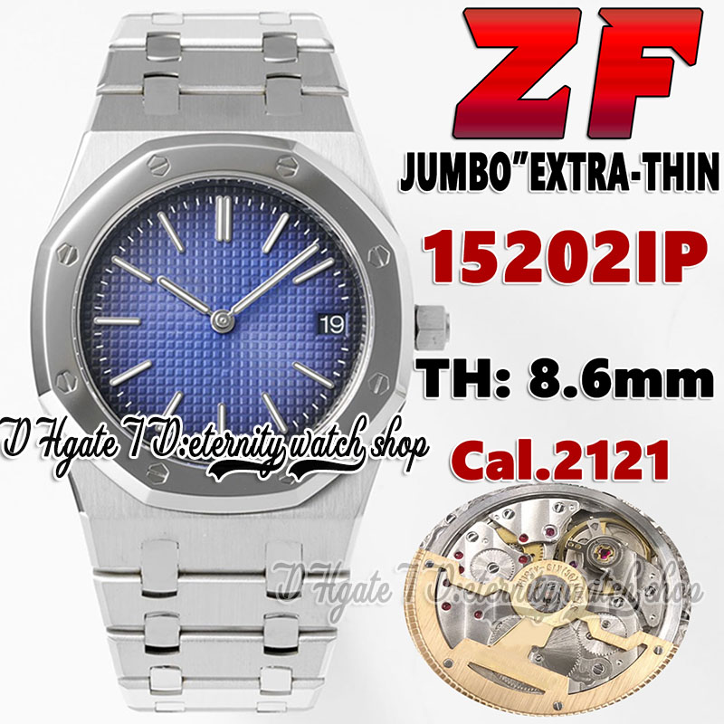 

2022 ZF 15202 Cal.2121 ZF2121 Automatic Mens Watch THIN 8.6mm smoky Blue Texture Dial SS Stainless Steel Bracelet And Case eternity Watches Latest Version eteip124010, Watch waterproof production cost