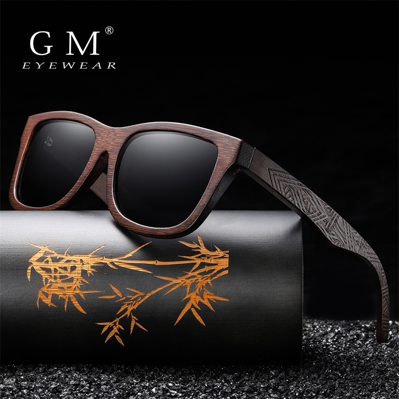 

GM Natural Bamboo Wooden Sunglasses Handmade Polarized Mirror Coating Lenses Eyewear With Gift Box 220616