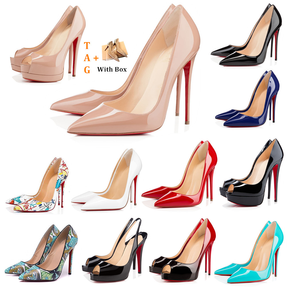 

Red Bottoms High Heels Luxury Womens Platform Dress Shoe Women Designer Peep-toes Sandals Sexy Pointed Toe Reds Sole 8cm 10cm 12cm Wedding Shoes Nude Black 0010015, 40