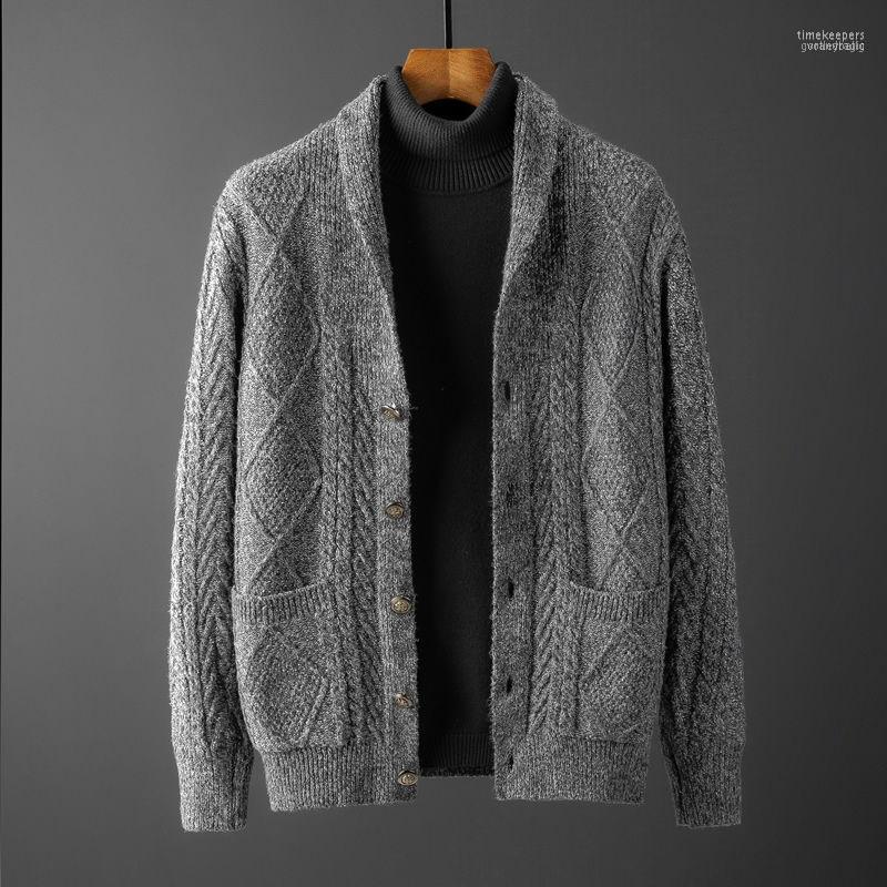 

Autumn Men Fashion Vintage Long Sleeve Knitted Cardigan Male England Style Casual Solid Color Button Sweater Tops K67 Men's Sweaters Time22, Dark gray