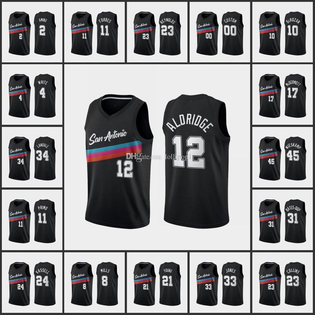

Basketball Jersey San Antonio's Spurs's Joe Wieskamp DeMar DeRozan Derrick White Bryn Forbes Patty Mills Custom City Fiesta Colors Black Jer, Nik logo