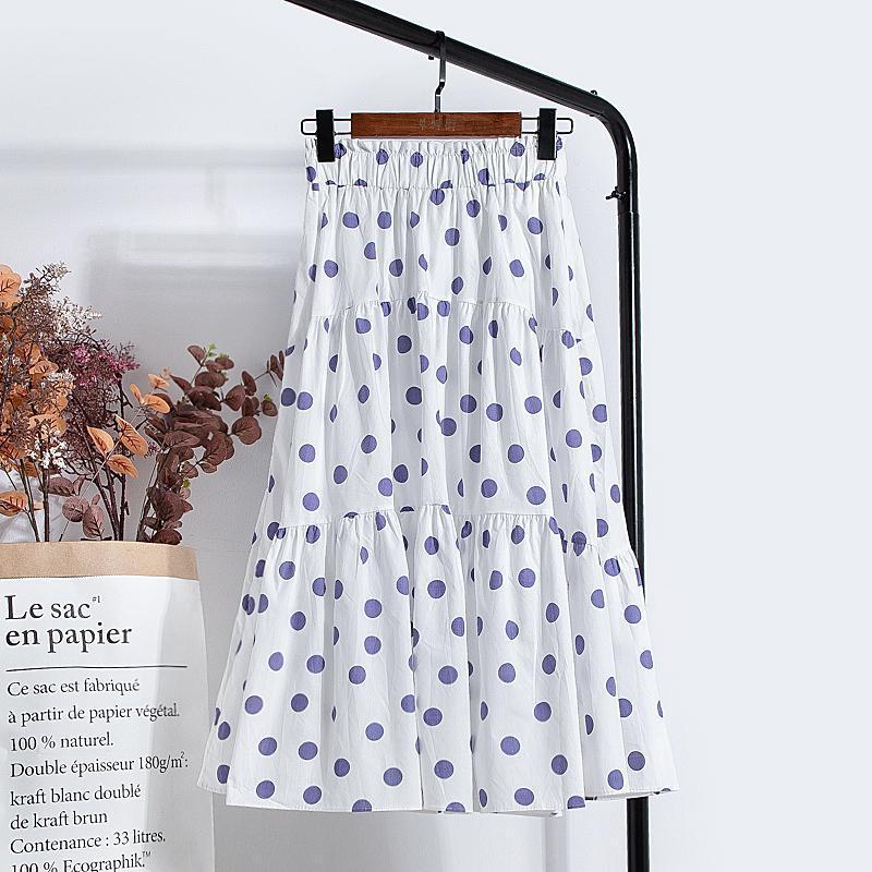 

Women Cotton Summer Skirt Red Black White Polka Dot High Waist Vintage Tutu Skater Casual Swing Pleated Midi Skirts, Lavender