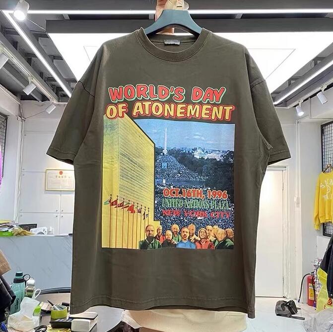 

Men's Plus Tees printed washing water loose short-sleeved t-shirt man
