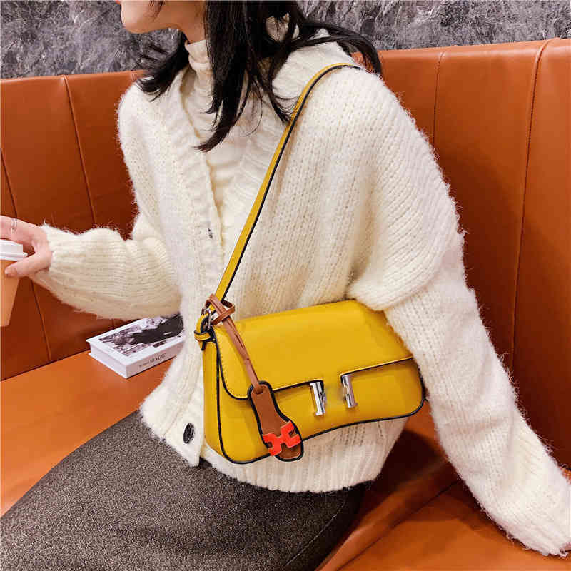 

Fashion Bag handbag simple buckle single shoulder underarm damp red bag, Light gray