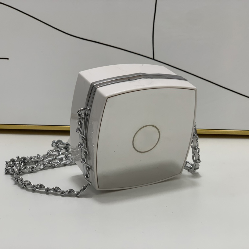 

2022Ss F/W France Womens Mirror Power Box Vanity Bags Silver Metal Hardware Matelasse Chain Crossbody Shoulder Cosmetic Case Outdoor Sacoche Designer Handbags