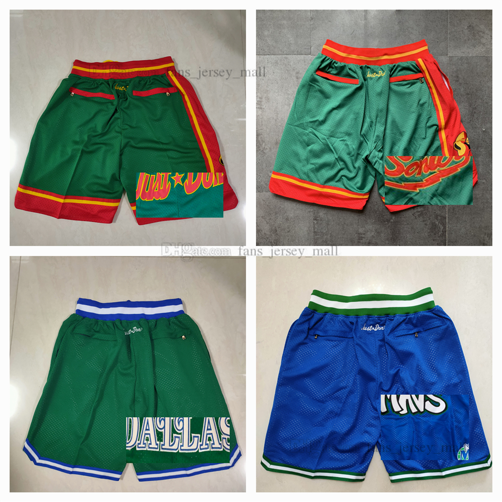 

Basketball Shorts Dirk 41 Nowitzki Kemp Payton Team JUST DON Mitchell and Ness With 4 Pocket Zipper Sweatpants Mesh Stitched Retro Short Sport Pants S-2XL, Color