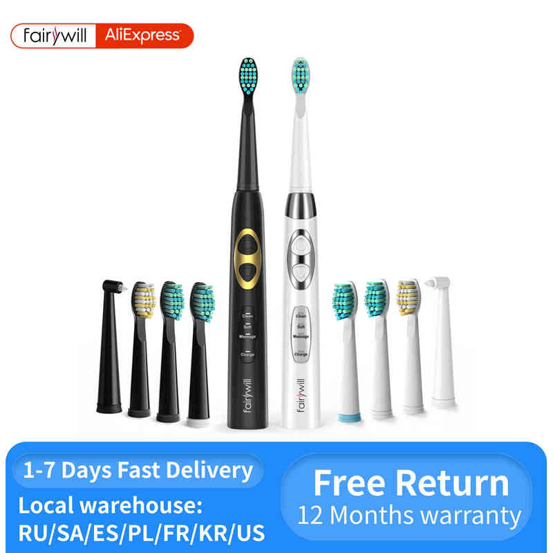 

Toothbrush Fairywill Sonic Electric Toothbrushes Smart Timer Rechargeable for Adults Kids 3 Modes Whitening Toothbrush with 3 Brush Heads 0511