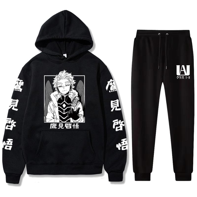 

Men's Tracksuits My Hero Academia Hawks Cosplay Costume Sweatshirt And Sweatpants 2 Piece Tracksuit For Men 2022 Autumn Women Hoodies Pants, Gray