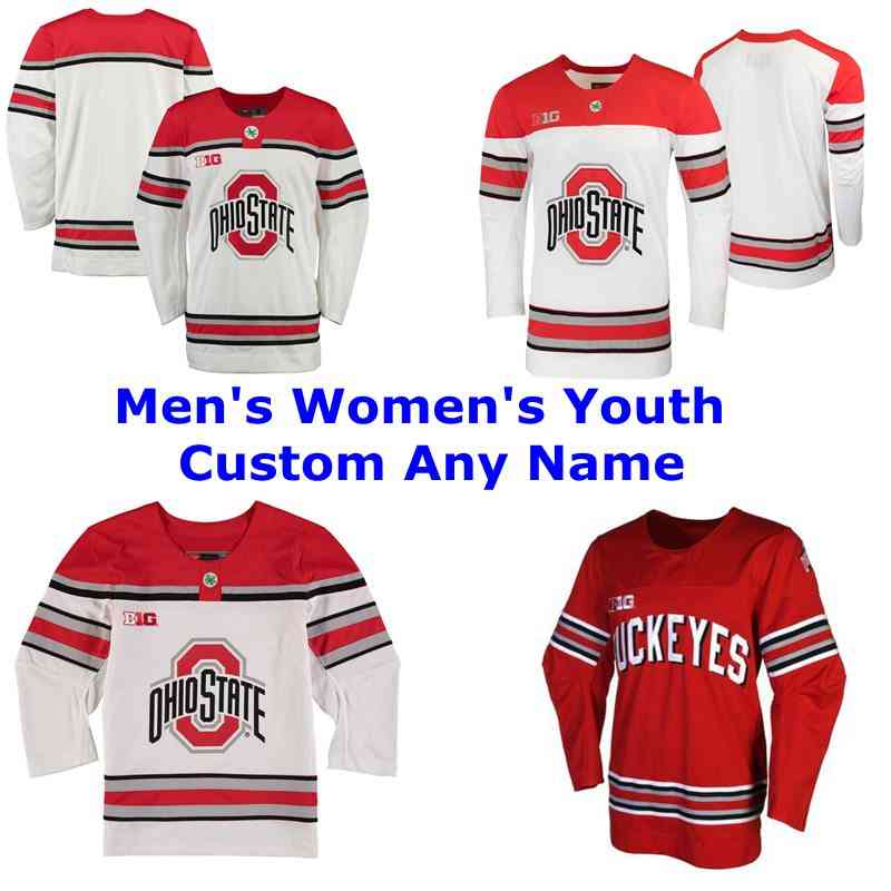 

Custom Ohio State Buckeyes College Ice Hockey Jerseys Men' Tanner Laczynski Jersey Miguel Fidler Sean Romeo Mason Jobst Luke Stork Stitched, Youth white