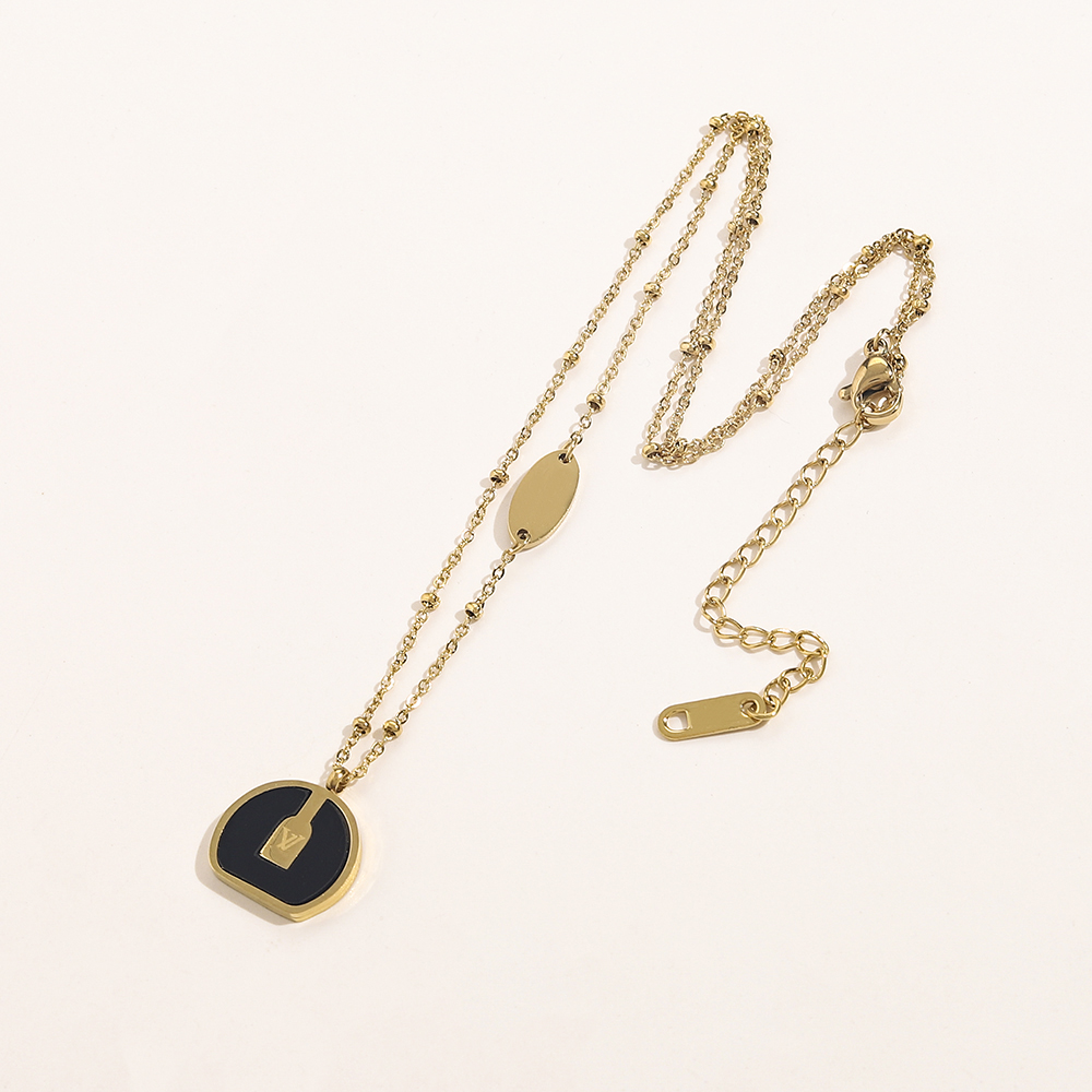 

Fashion Womens Design Necklace Choker Chain 18K Gold Plated Stainless Steel Enamel Necklaces Pendant Statement Wedding Jewelry Accessories ZG1339