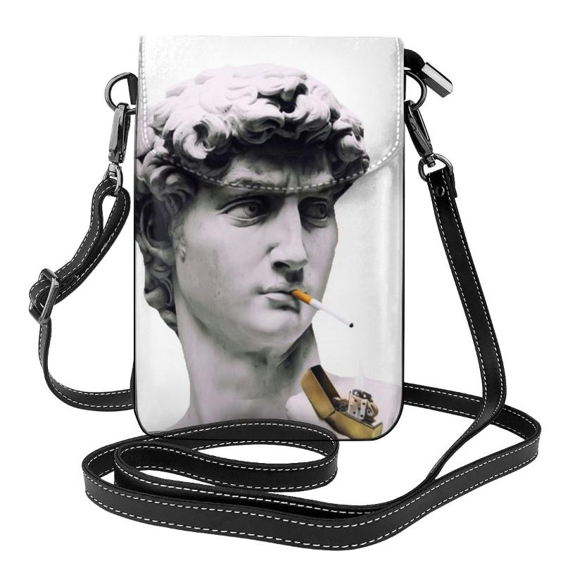 

Evening Bags David Michelangelo Smoking Shoulder Bag Sculpture Art Vintage Leather Streetwear Women Student Fashion PurseEvening